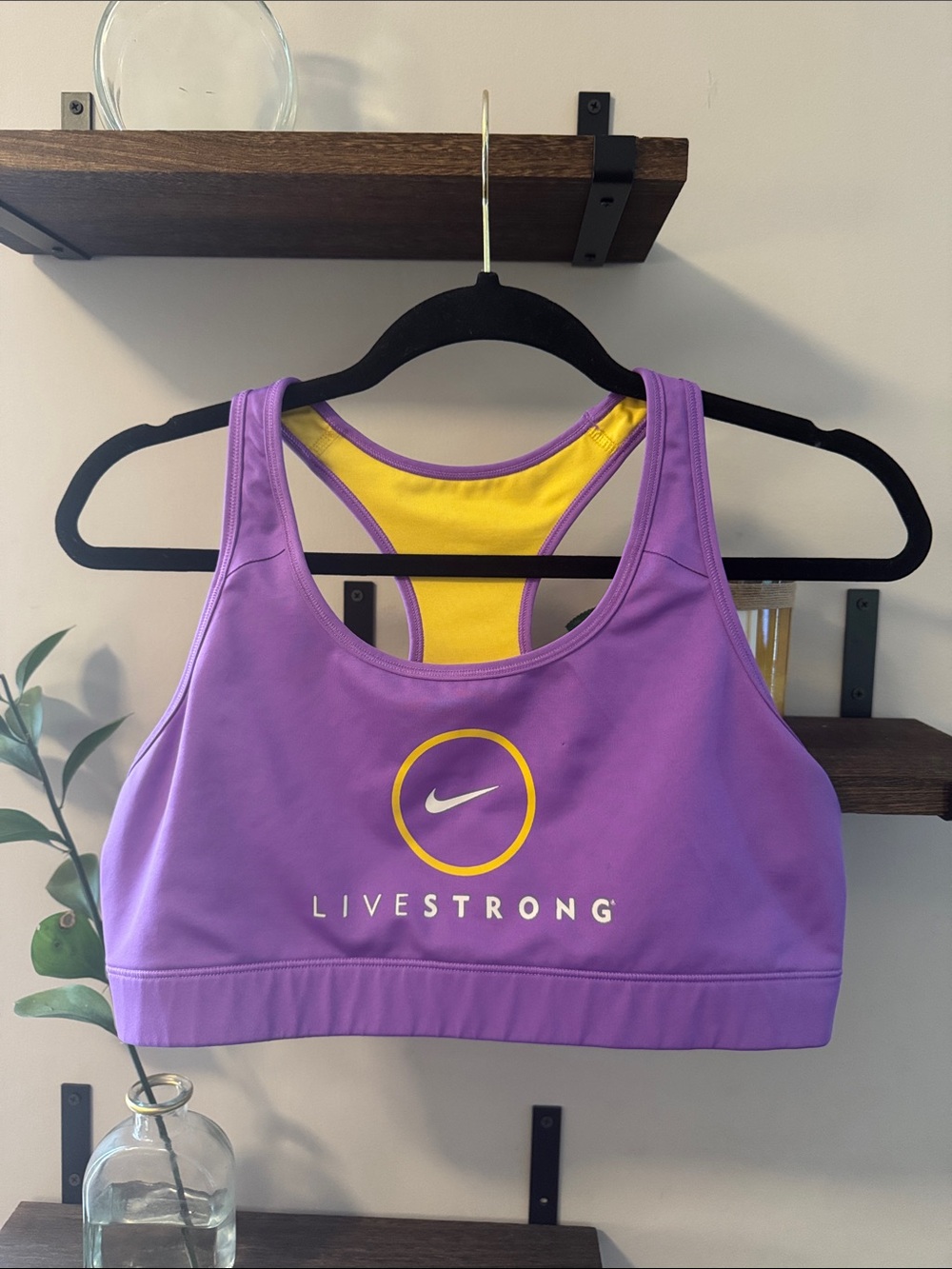 Nike LIVESTRONG Purple and Yellow Racerback Sports Bra